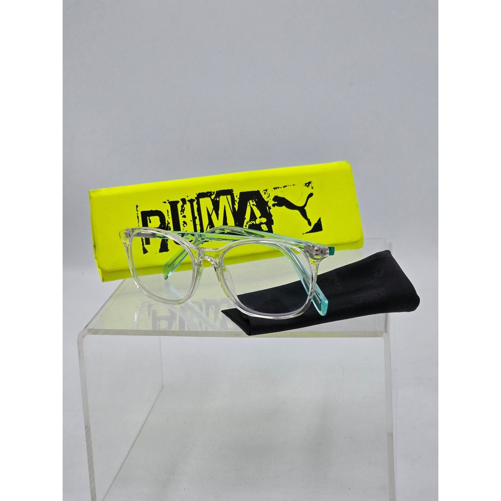 Puma Eyeglasses Frame Kids 49-16-135 Clear Teal PJ00490COS 001 - Excellent